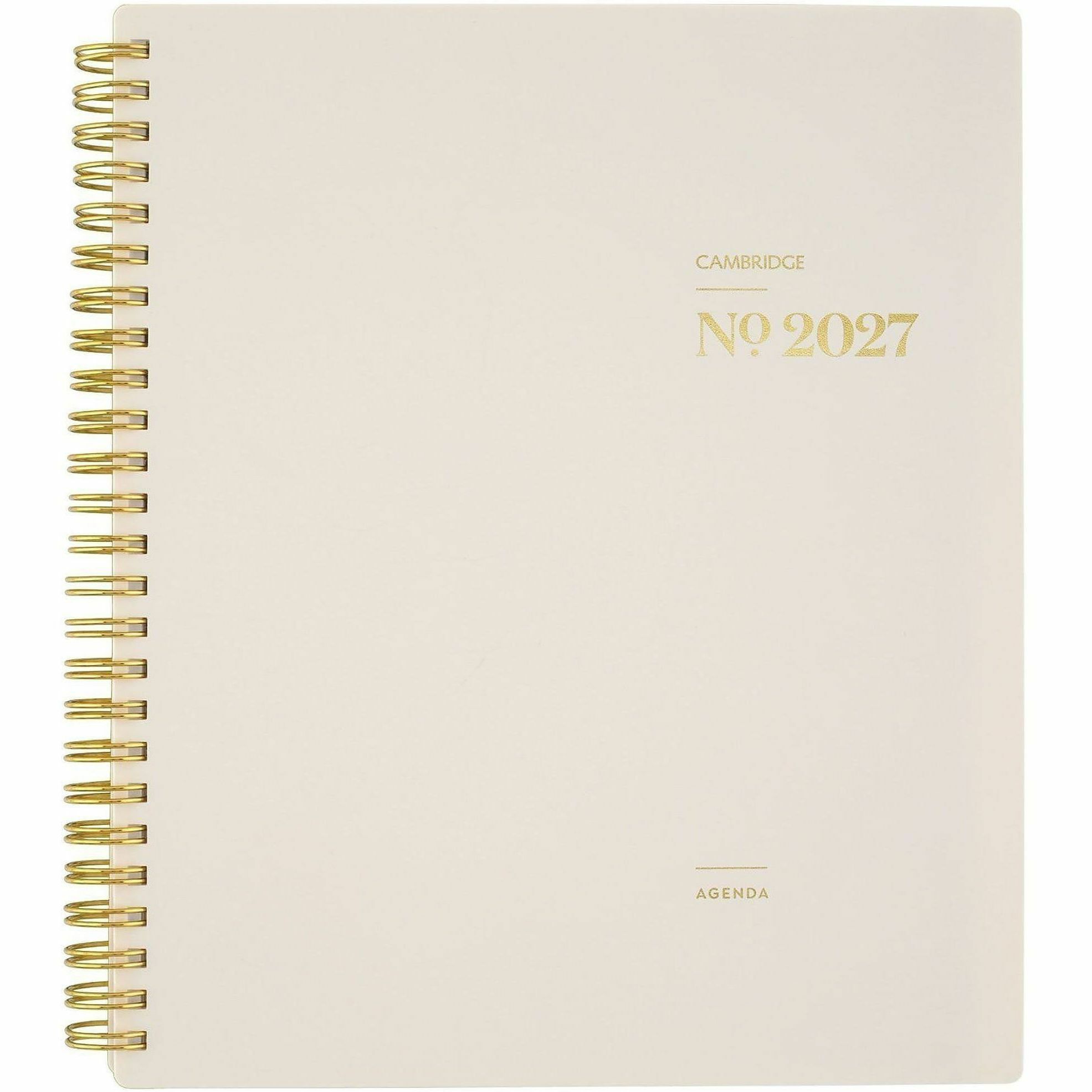 Cambridge WorkStyle Focus Planner - Weekly, Monthly - 12 Month - January 2027 to December 2027 - 7" x 8 3/4" Sheet Size - Twin Wire - Champagne Poly Cover