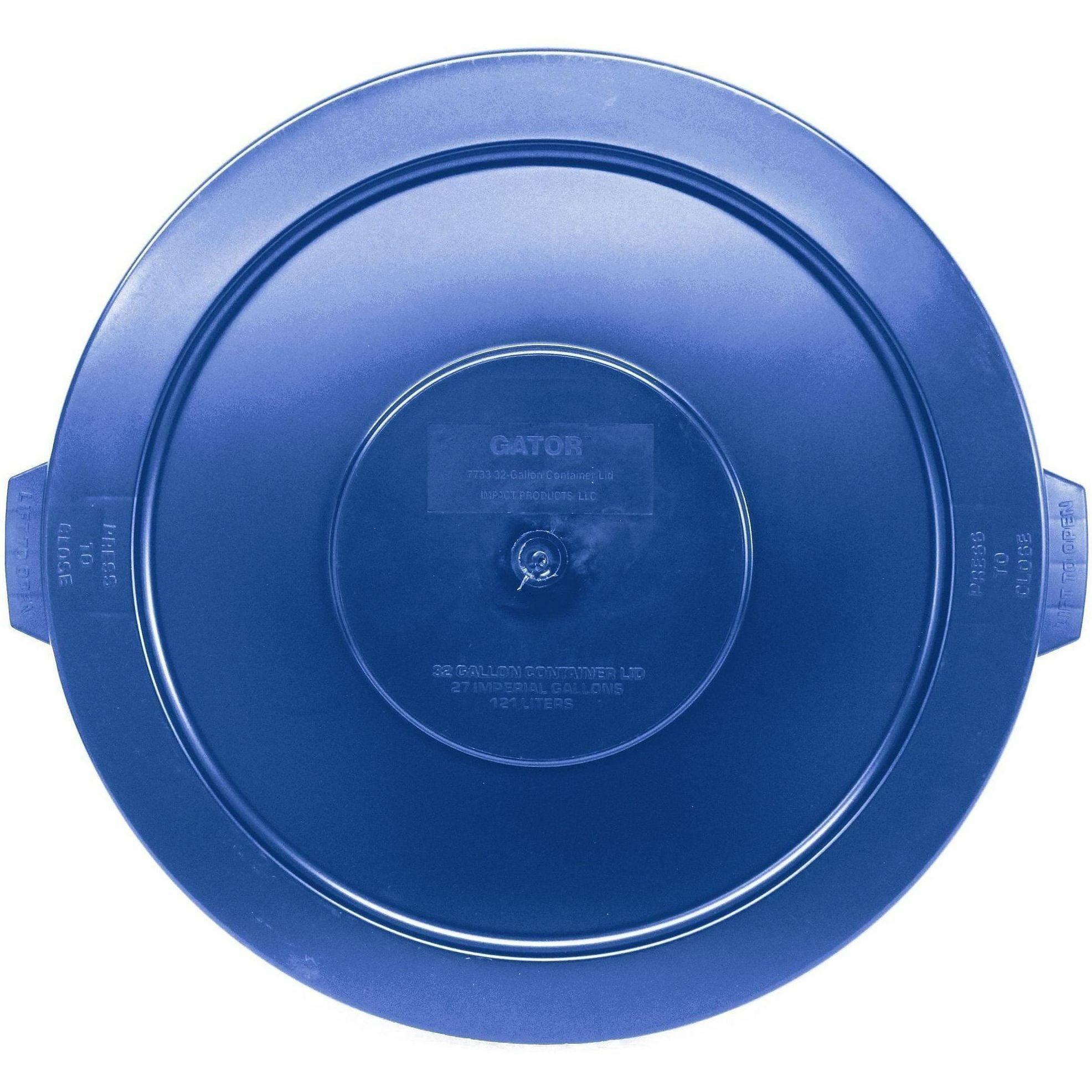 Genuine Joe Gator Trash Container Lid - Blue - 1 Carton