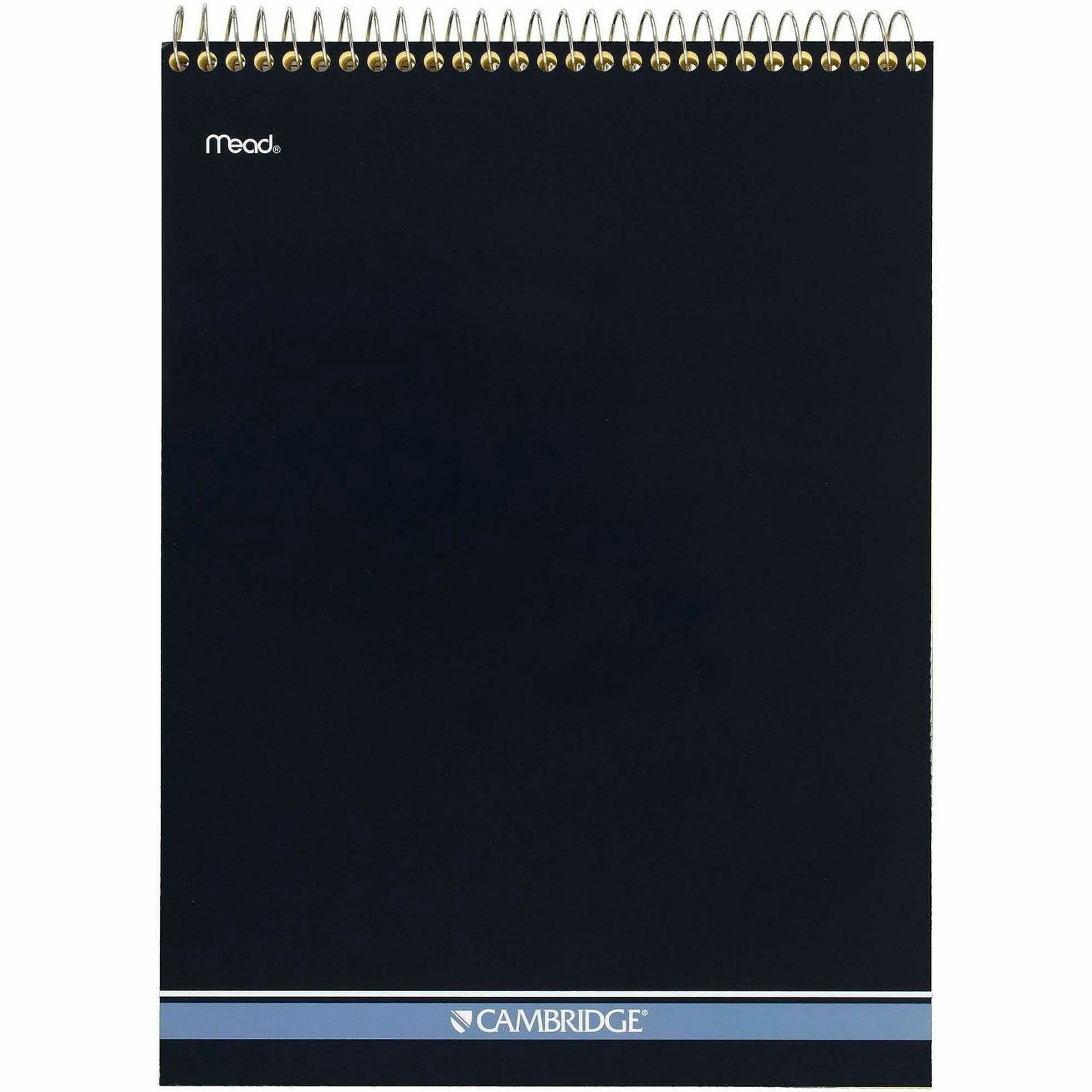 Mead Premium Wirebound Legal Pads - 70 Sheets - Spiral - 20 lb Basis Weight - 8 1/2" x 11 3/4" Sheet Size - Canary Paper - Navy Board Cover - Heavyweight, Micro Perforated, Spiral Lock, Stiff-back - 1 Each - Kennedy Office