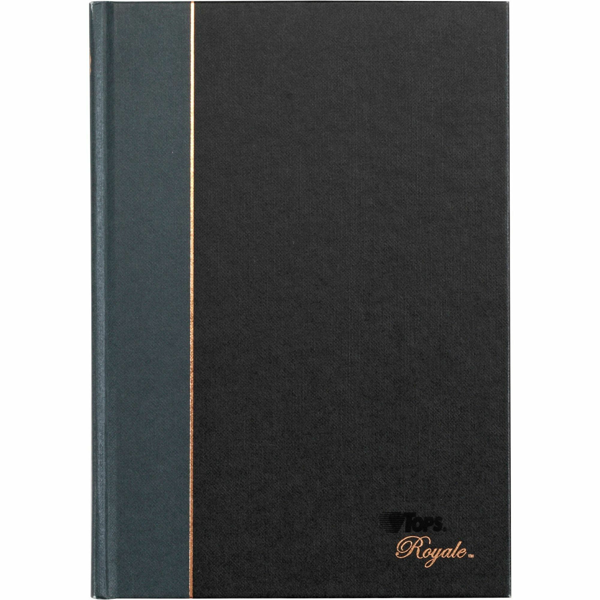 TOPS Royal Executive Business Notebooks - 96 Sheets - Spiral - 20 lb Basis Weight - 5 7/8" x 8 1/4" Sheet Size - White Paper - Gray Binding - Black, Gray Cover - Hard Cover, Ribbon Marker, Heavyweight, Index Sheet - 1 Each