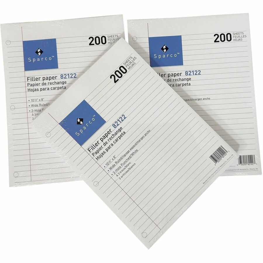 Sparco 3-hole Punched Filler Paper