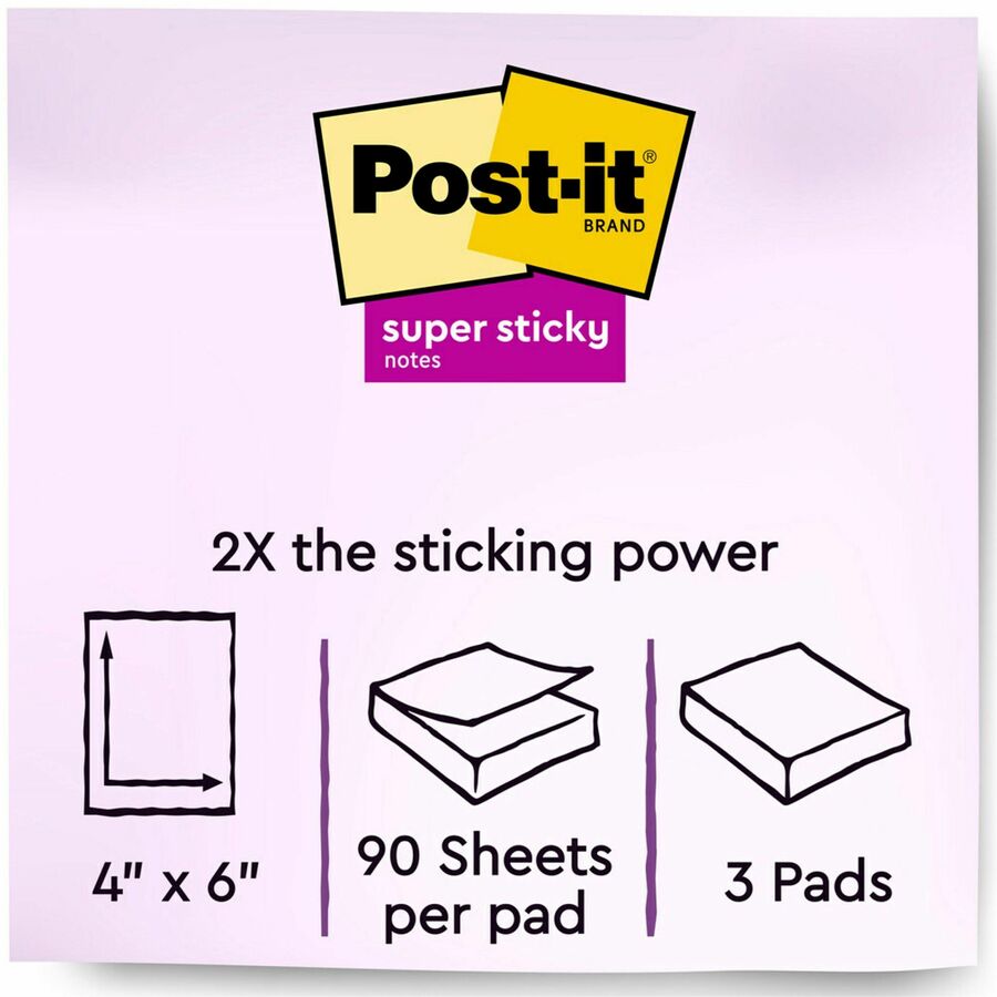 3 pk. - Post-it Super Sticky Notes - Bora Bora Color Collection - 4 x 6