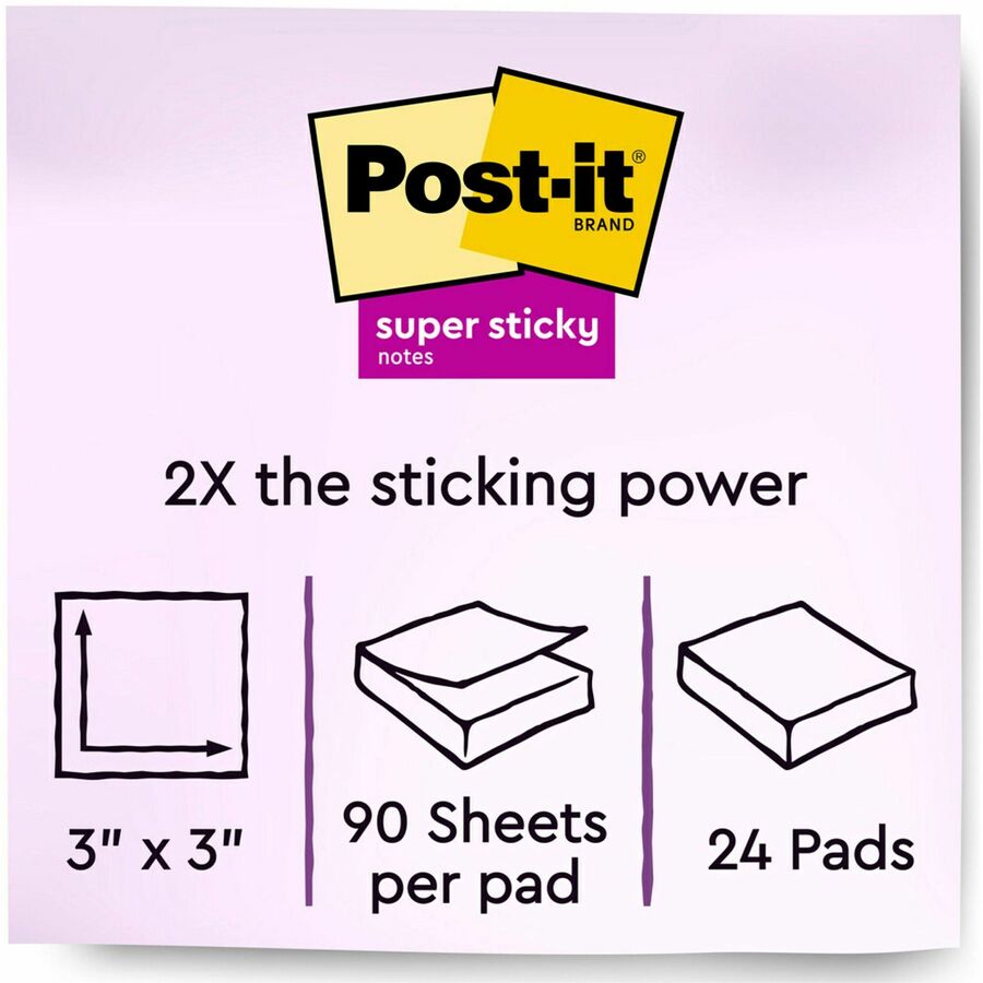 24 pk. - Post-it Super Sticky Notes - Yellow & Marrakesh - 3 x 3