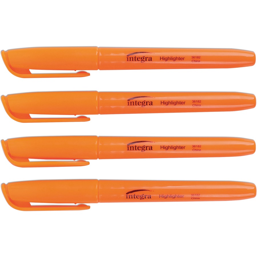 Integra Pen Style Fluorescent Highlighters - Chisel Marker Point Style -  Fluorescent Orange - 1 Dozen - Filo CleanTech