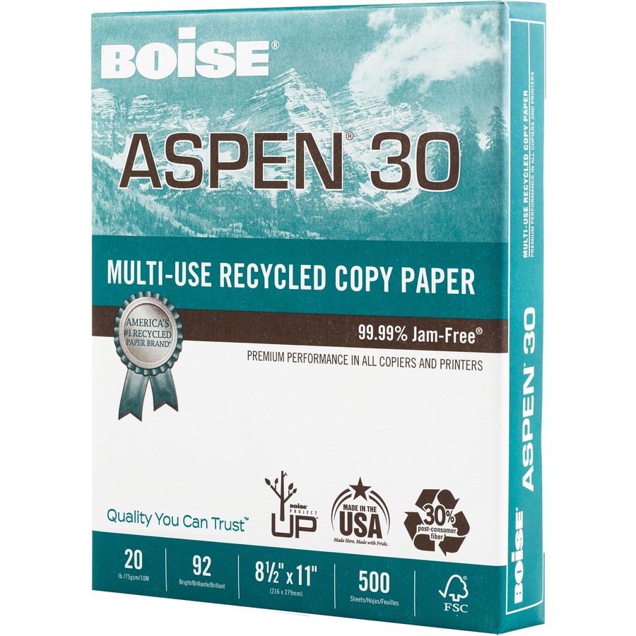 BOISE ASPEN 30% Recycled Multi-Use Copy Paper, 8.5" X 11" Letter, 92 ...