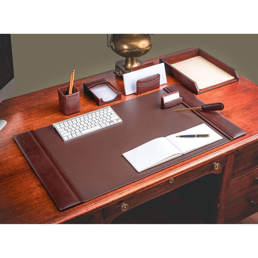 Dacasso Chocolate Brown Leather 7-Piece Desk Pad Kit - 1 Each - Round ...