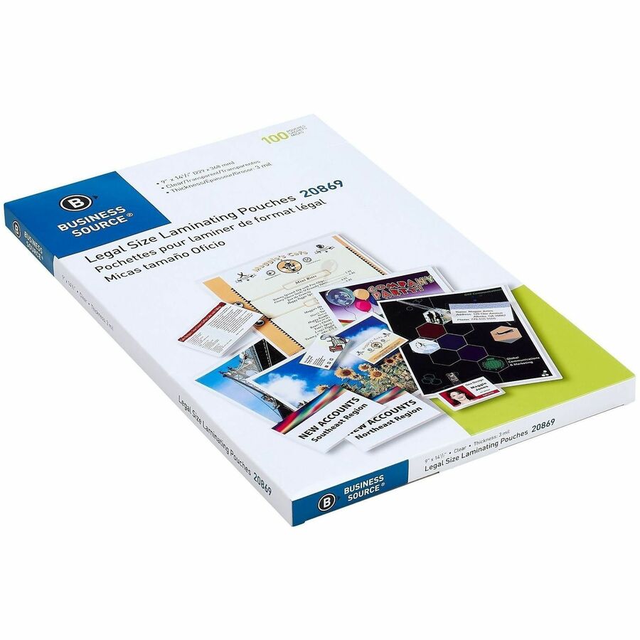 Business Source 3 mil Legal-Size Laminating Pouches