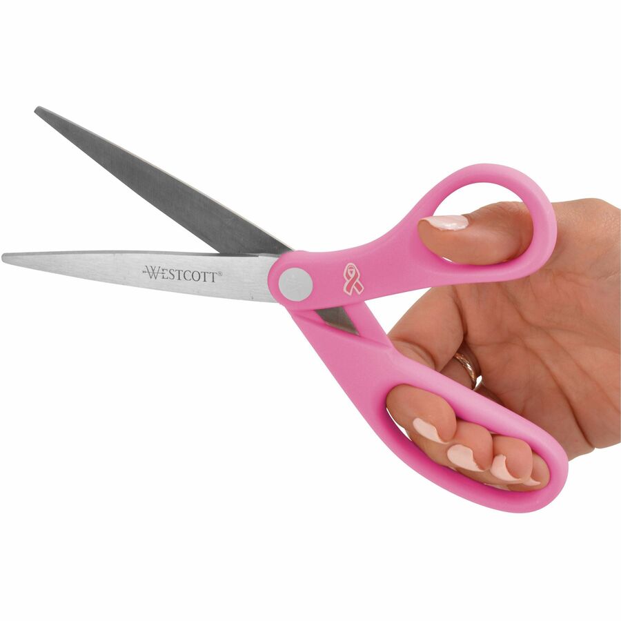Precision Scissors, 8 Long, 3.13 Cut Length, Gray/Red Straight