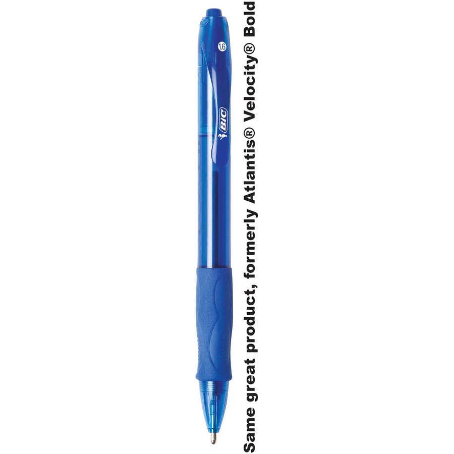 Bic Velocity Atlantis Bold Retractable Ballpoint Pen, 1.6mm, Blue Ink & Barrel, 36/Pack