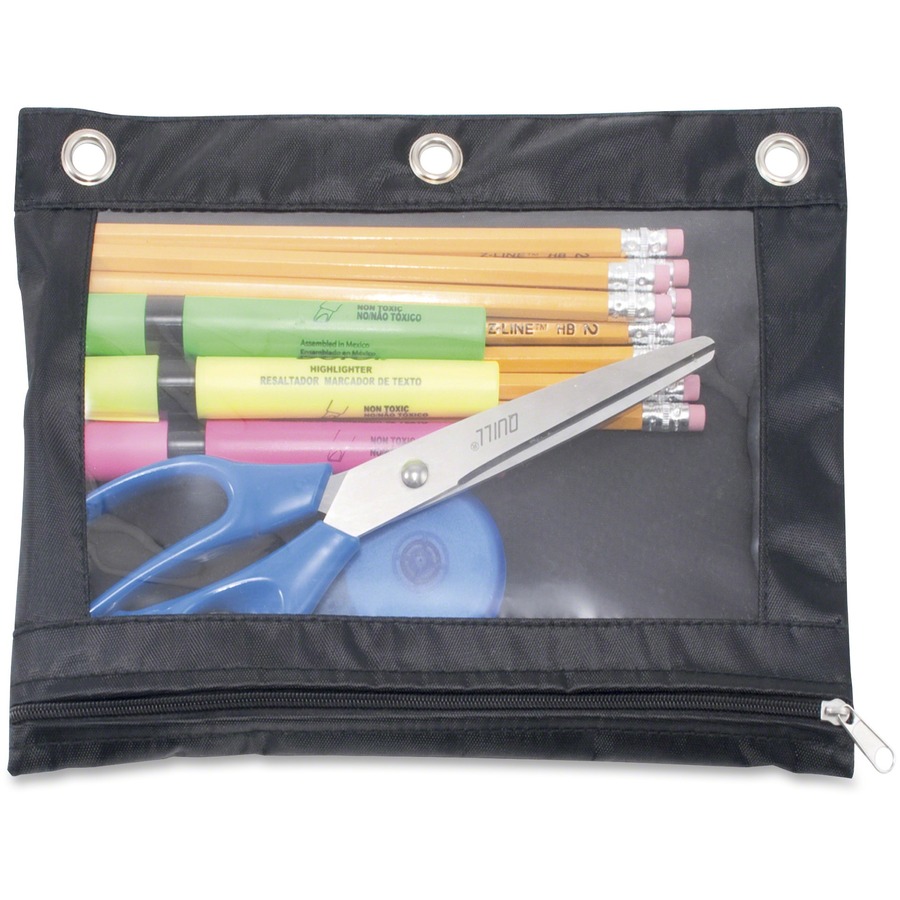 SdeFe Zippered Binder Fabric Pencil Pouch 3 Rings with Clear Window for  Schoo
