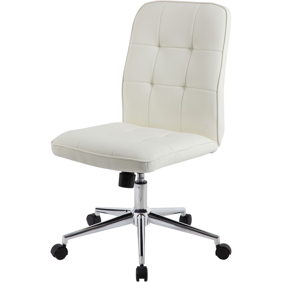 Boss Modern B330 Task Chair - White Seat Color - Vinyl Seat Material - Chrome, Black Frame Color - Chrome Frame Material - 5-star Base - White - 1 Each
