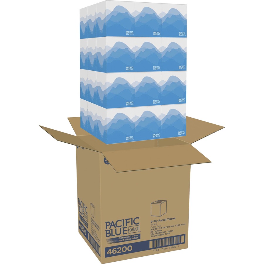 Pacific Blue Select Facial Tissue by GP Pro - Cube Box - 2 Ply