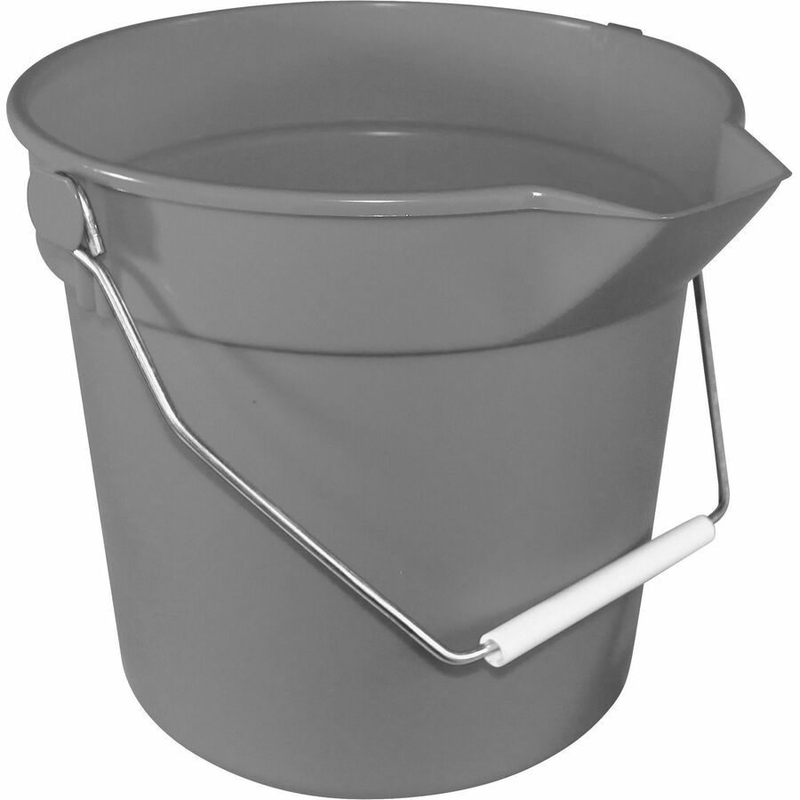 Impact 10-quart Deluxe Bucket - 2.50 gal - Rugged, Handle, Spill Resistant, Embossed, Acid Resistant, Alkali Resistant, Chemical Resistant, Heavy Duty, Rugged - 10.2" x 11.1" - Polypropylene - Gray - 12 / Carton