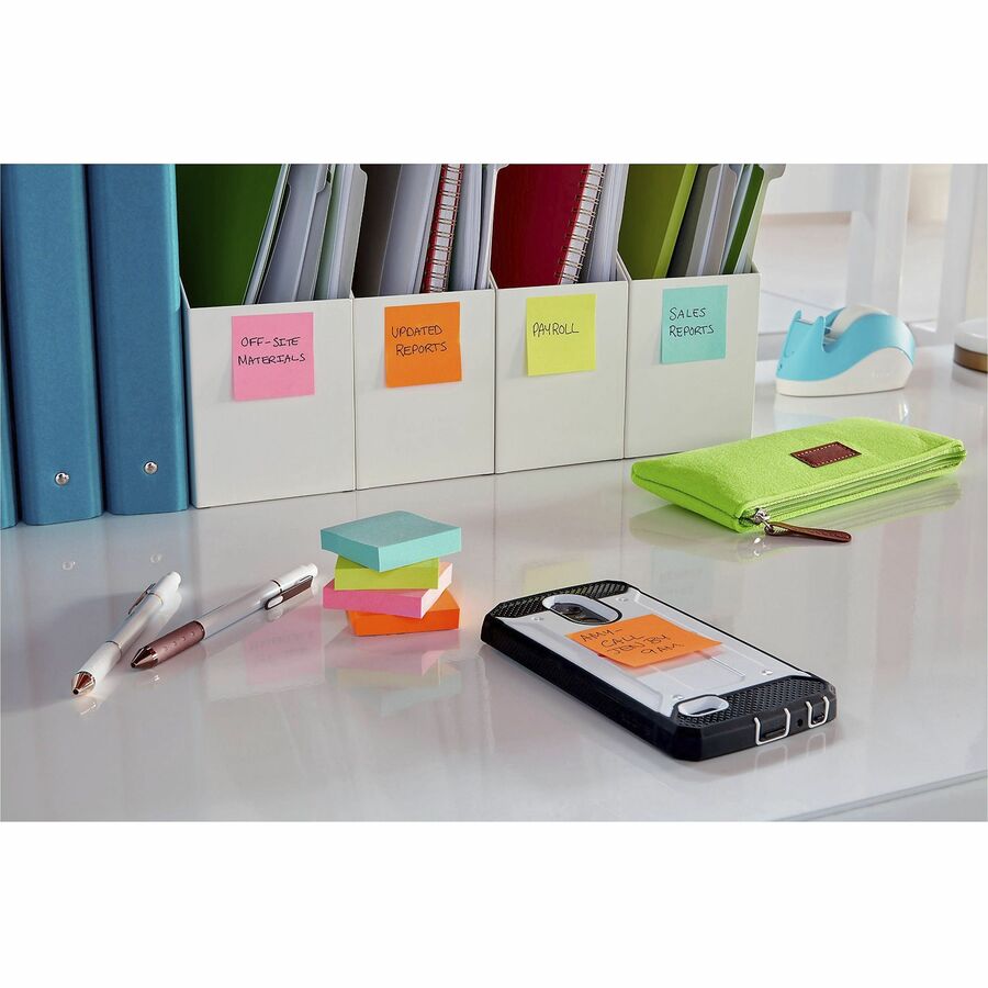 914785-2 Post-It Sticky Notes: Assorted Bright, Super Sticky, 90 Sheets per  Pad, 5 Pads per Pack, 5 PK