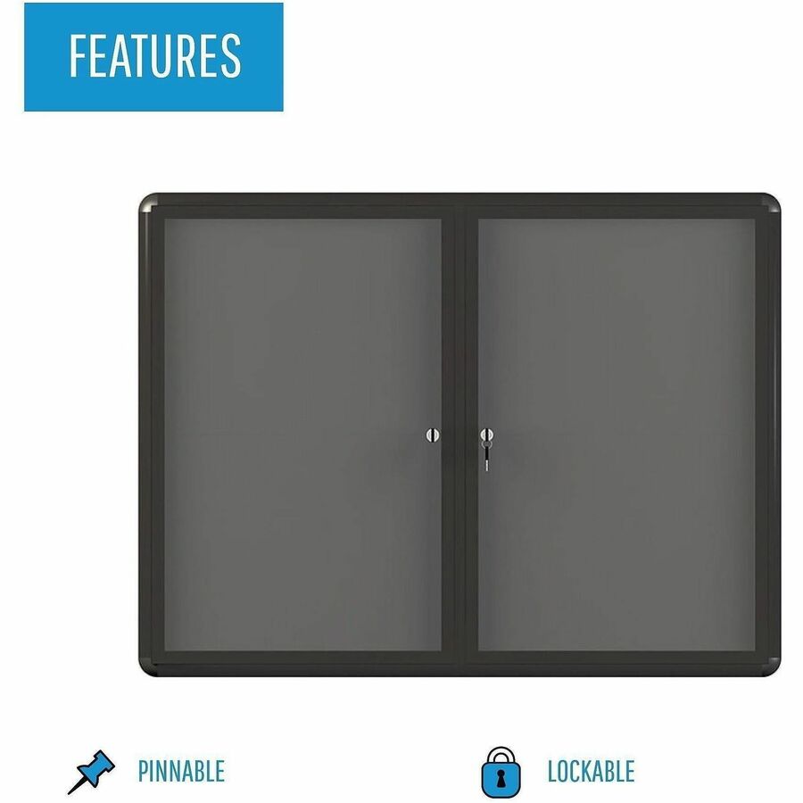 Picture of Bi-office Enclosed Fabric Bulletin Board With Aluminum Frame, 36" x 48" , Grey/Graphite