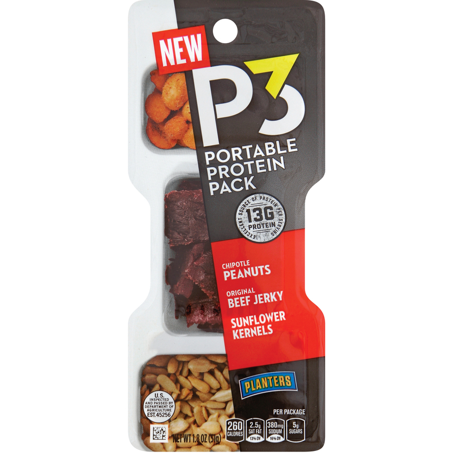 Advantus P3 Peanuts/Original Jerky/Sunflower Pack - Peanut/Jerky/Sunflower Kernel - 1.80 oz - 6 / Box