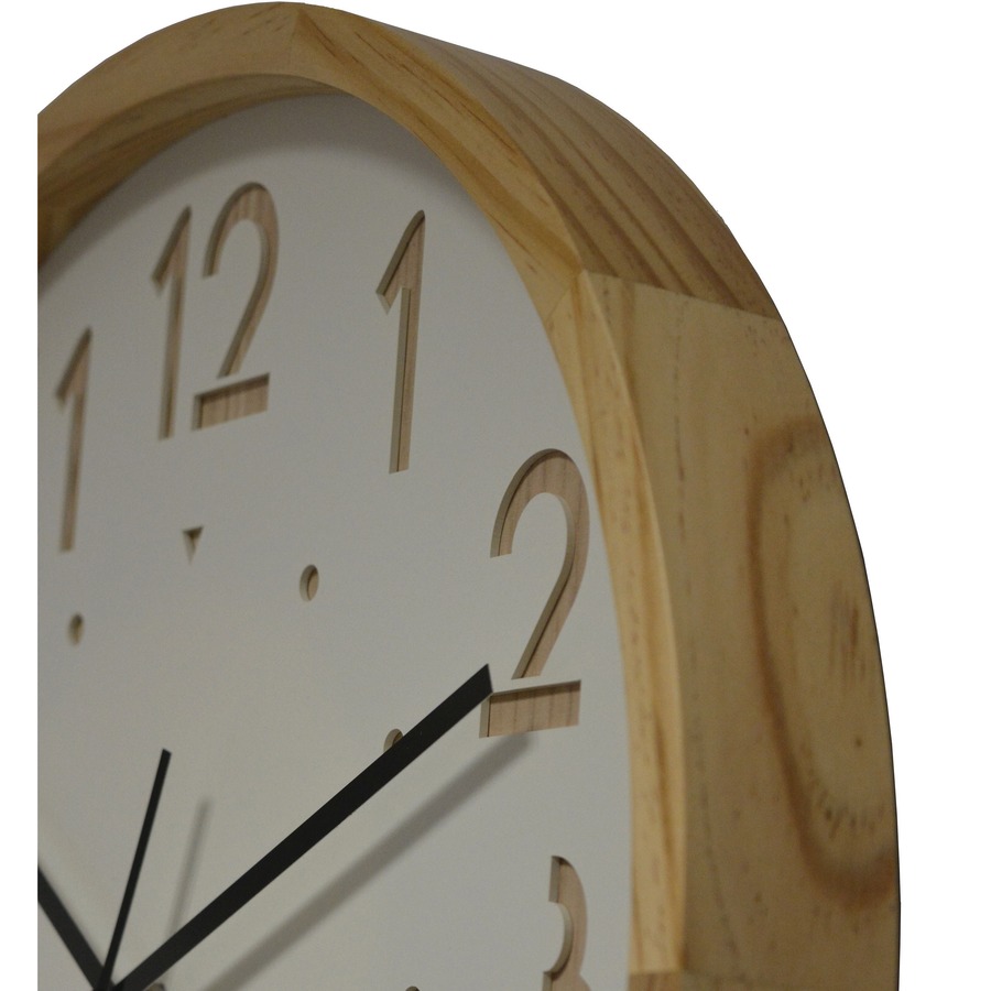 Orium Oslo Silent Clock Analog Quartz White Main Dial Oak/Wood  Case, White Filo CleanTech