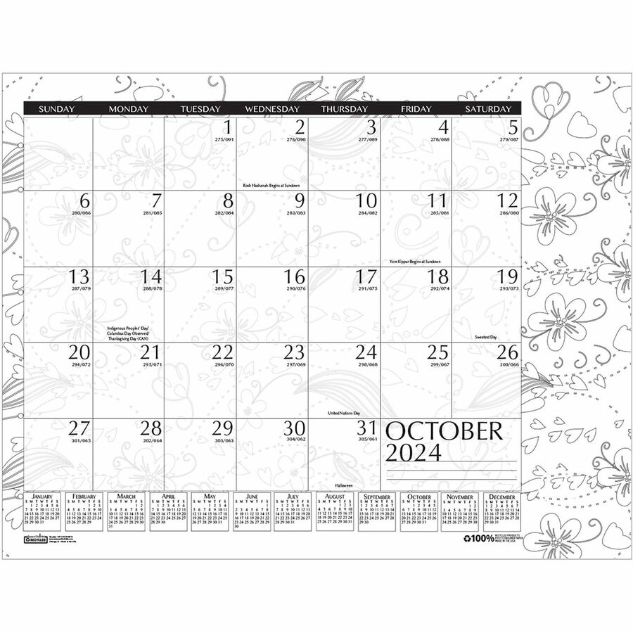 House of Doolittle Academic Doodle Monthly Desk Pad Calendar