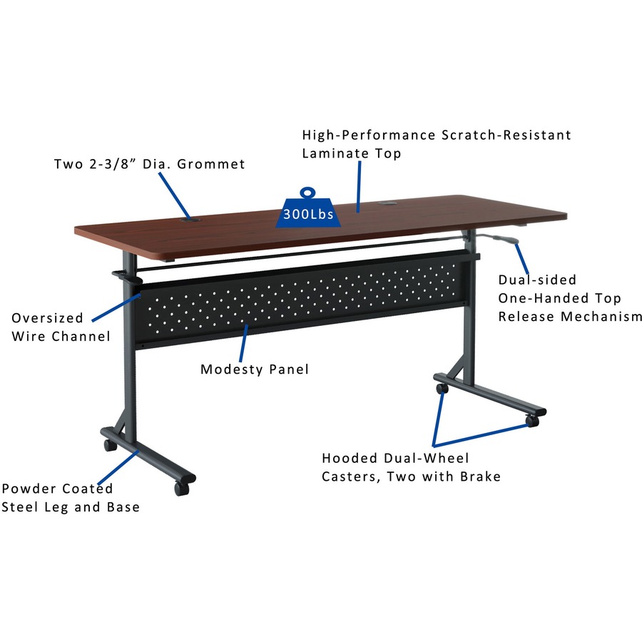 LLR 60760  Lorell Shift 2.0 Flip & Nesting Mobile Table - Lorell Furniture