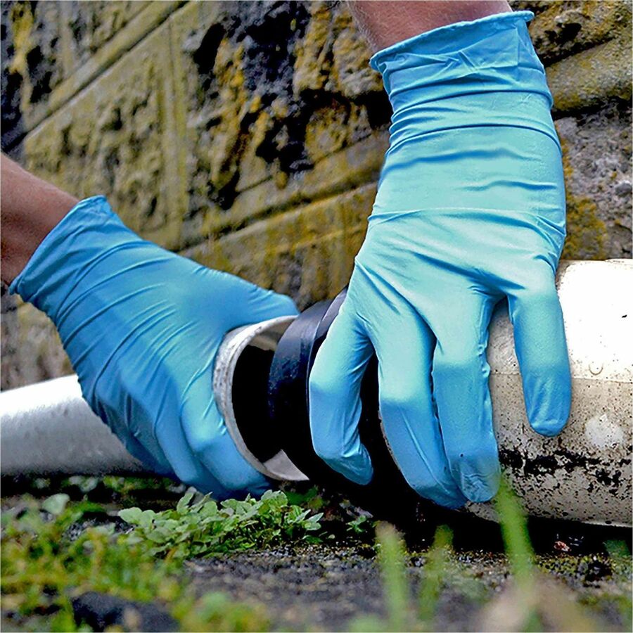 Picture of Ammex Gloveworks Blue Nitrile PF Ind SM Gloves
