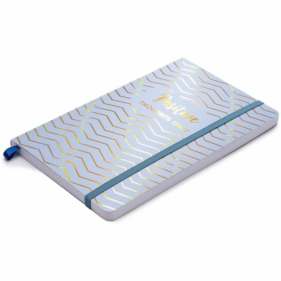 Pukka Pads Notebook - 1 Subject(s) - 96 Sheets - 192 Pages - 80 g/m² Grammage - A5 - 5 7/64" x 8 1/5" Sheet Size x 0.5" Width x 5.2" Length - Blue Vegan Leather, Gold Cover - Elastic Closure, Ghost Resistant, Bleed Resistant, Acid-free Paper - 3 / Pa
