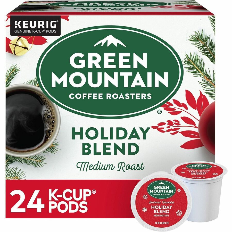 Green Mountain Coffee Roasters® K-Cup, Pod Holiday Blend Coffee - Compatible with Keurig Brewer - Medium - 24 K-Cup - K-Cup, Pod - Holiday Blend - 4 / Carton