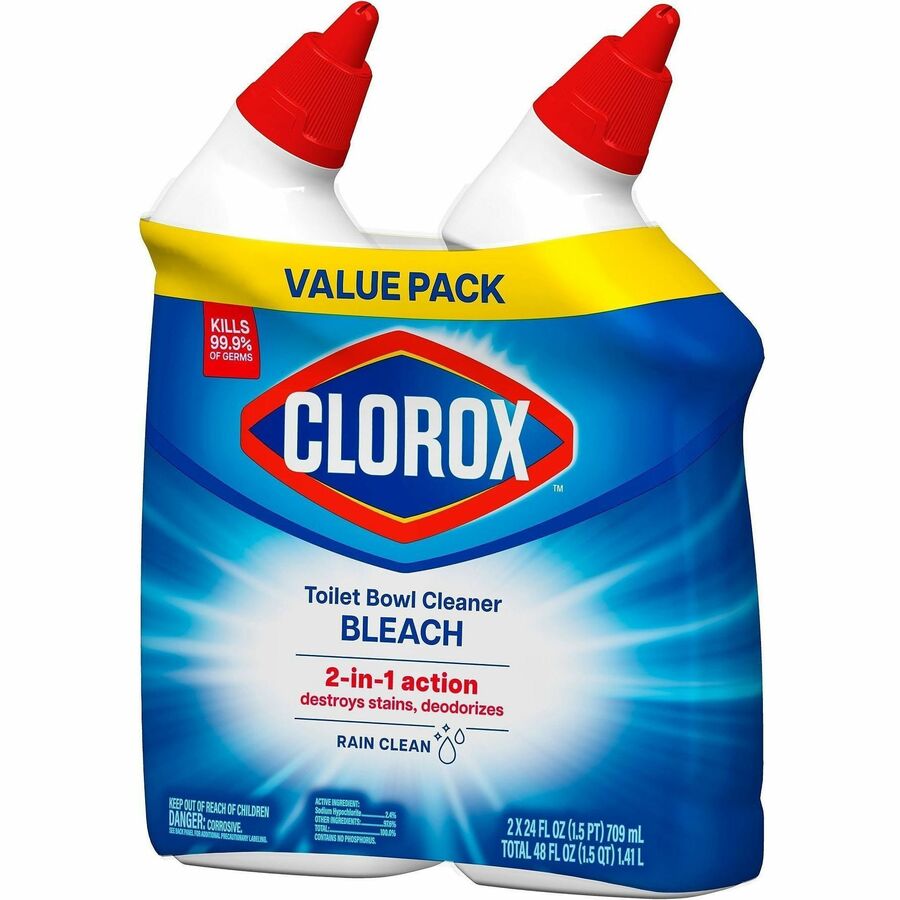 Clorox Toilet Bowl Cleaner with Bleach - For Toilet, Toilet Bowl - 24 fl oz (0.8 quart) - Rain Clean Scent - Recommended For: Stain Remover, Odor Remover, Bacteria Remover, Germs Remover, Mold Remover, Mildew Remover - Deodorize, Disinfectant, Phosphorous