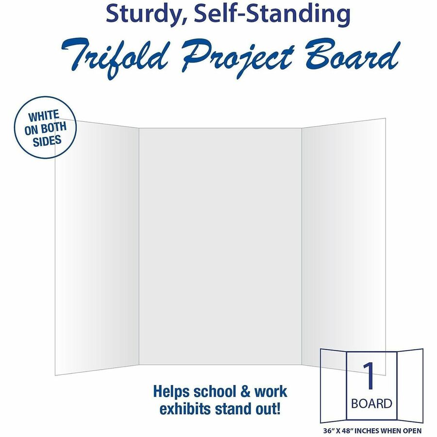 Geographics Royal Brites Tri-Fold Project Boards - Project, Poster, Crafting, Presentation - 36" Height x 48" Width - White - Kraft - 12 / Carton