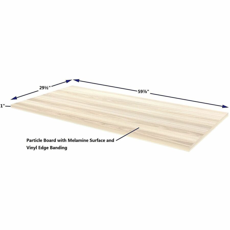 Lorell Multipurpose Tabletops - Laminated Rectangle Top - 30" Table Top Width x 60" Table Top Depth x 1" Table Top Thickness - 1" Height - Training, Multipurpose - Assembly Required - Modern Elm - Particleboard Top Material - 1 Each