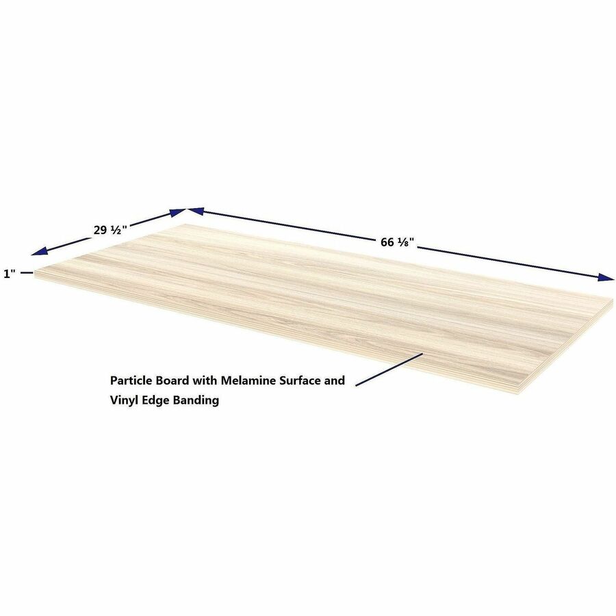 Lorell Multipurpose Tabletops - Laminated Rectangle Top - 30" Table Top Width x 66" Table Top Depth x 1" Table Top Thickness - 1" Height - Training, Multipurpose - Assembly Required - Modern Elm - Particleboard Top Material - 1 Each
