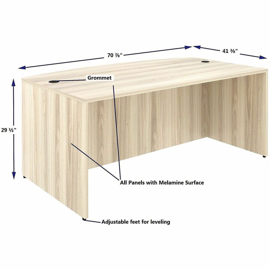 Lorell Table Desk - Bow TopAssembly Required - Modern Elm - 1 Each