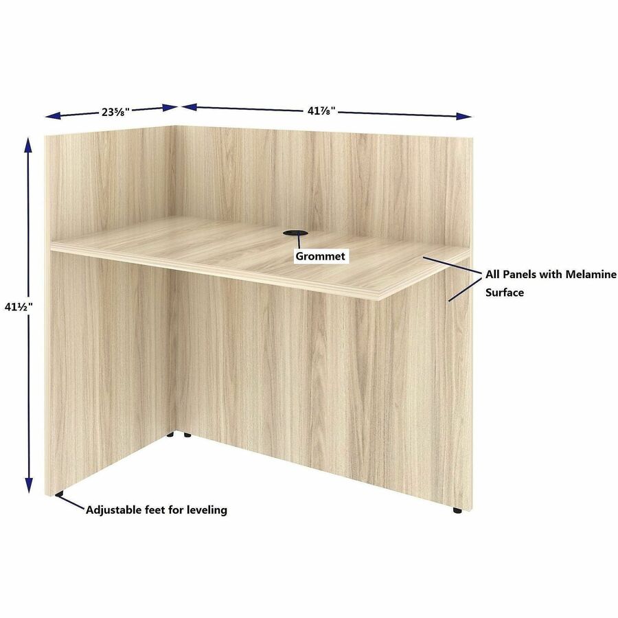 Lorell Essential Series Laminate Desking & Accessory - x 1" Thickness Table Top, 41.5" Height x 42" Width x 24" Depth - Material: Laminate - Finish: Modern Elm - Laminate Table Top - Durable - For Reception Area, Desk, Desktop, Document - 1 Each