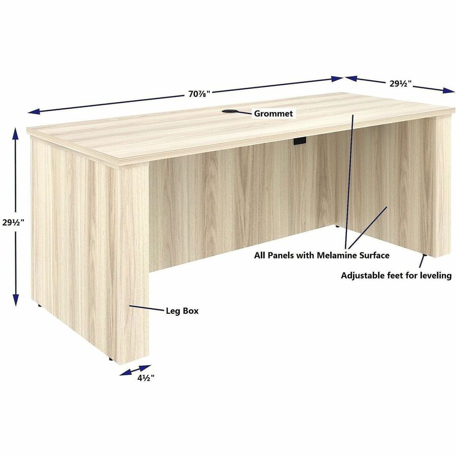 Lorell Essentials 72" Sit-to-Stand Desk Shell - x 1" Thickness Table Top, 49" Height x 72" Width x 29" Depth - Material: Laminate, Metal - Finish: Modern Elm - Laminate, Modern Elm Table Top - Durable, Modesty Panel, Privacy Panel, Adjustable Feet, Cam Lo