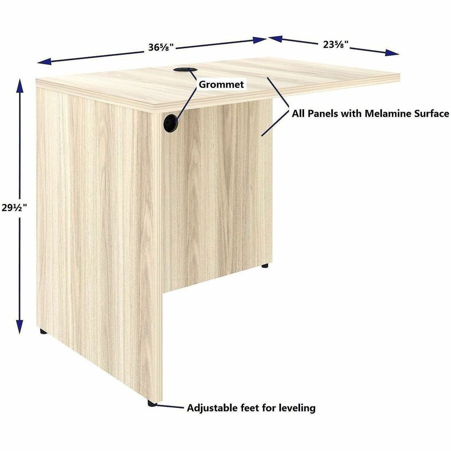 Lorell Essential Series Laminate Desking & Accessory - x 1" Thickness Table Top, 29.5" Height x 35" Width x 24" Depth Return Shell - Material: Laminate, Metal - Finish: Modern Elm - Laminate, Modern Elm Table Top - Durable, Modesty Panel, Privacy Panel, A