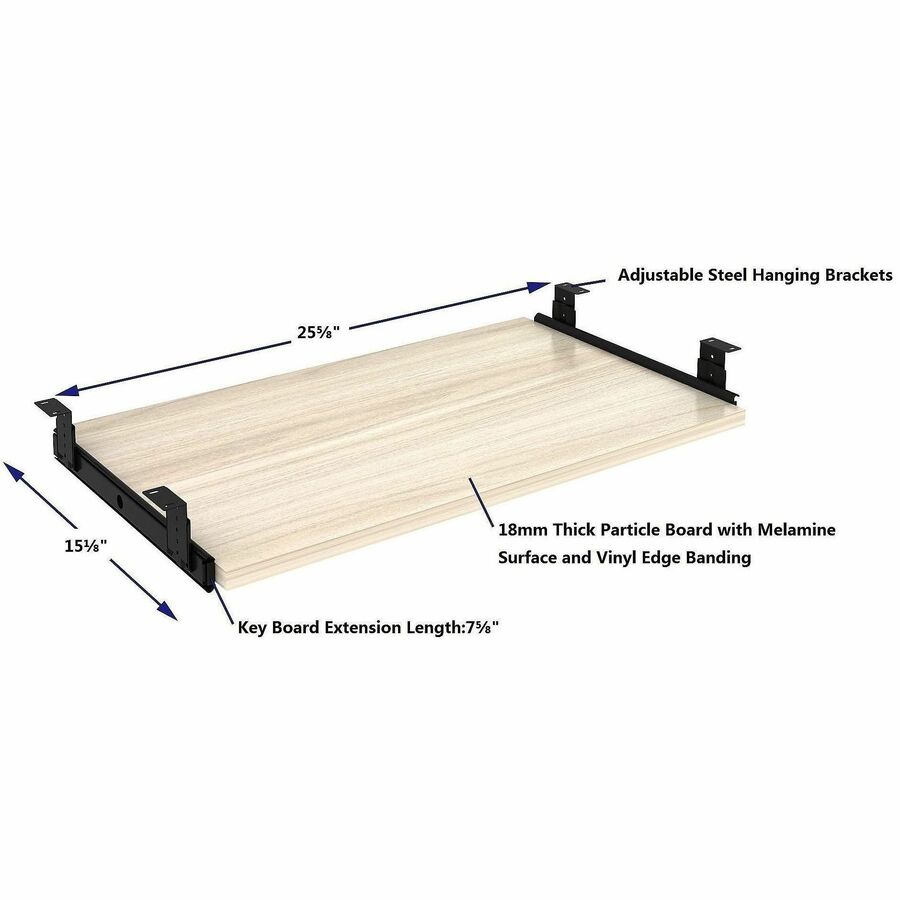Lorell Essential Series Laminate Desking & Accessory - 0.7" Height x 26" Width x 15.4" Depth - Material: Melamine Laminate - Finish: Melamine, Laminate, Modern Elm - Durable - For Desk, Keyboard - 1 Each