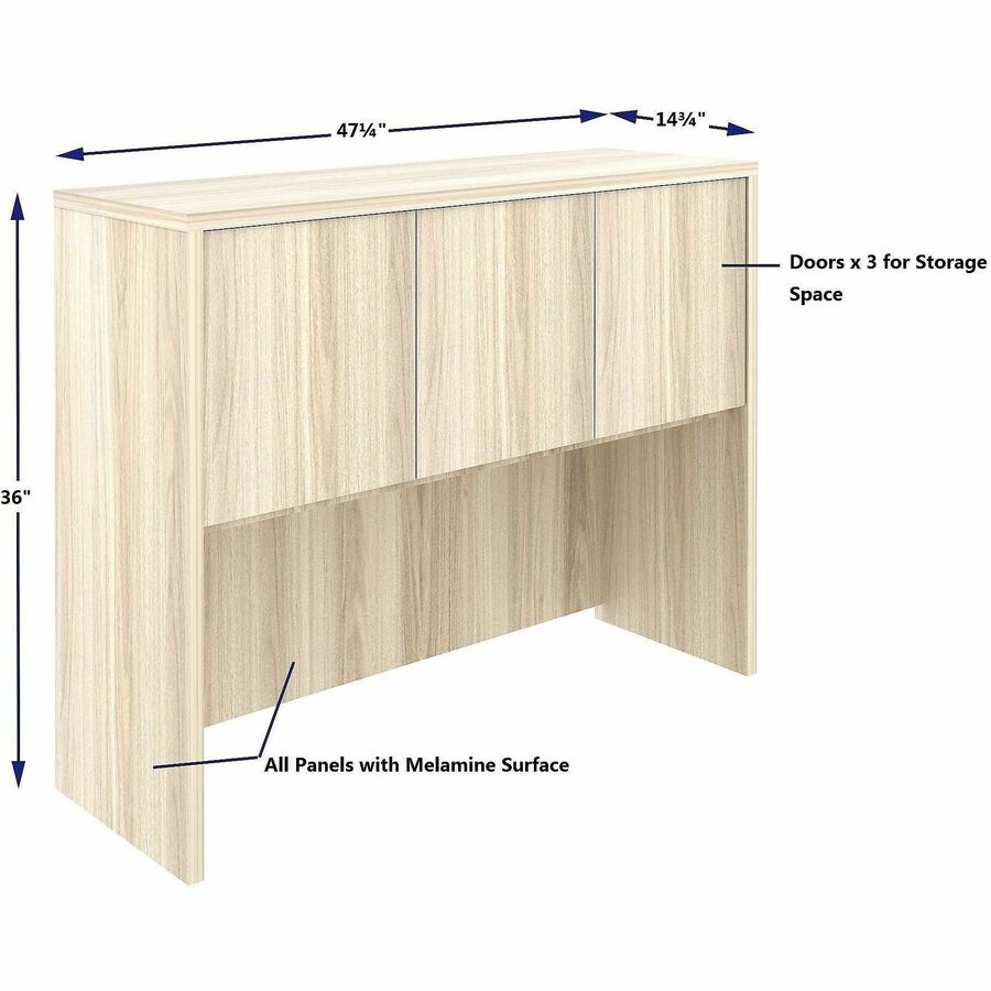 Lorell Essential Series Laminate Desking & Accessory - 36" Height x 48" Width x 15" Depth - 3 Door(s) - Band Edge - Material: Laminate, Metal - Finish: Laminate, Modern Elm - Cam Lock, Durable, Grommet, Cord Management - For Desk, Credenza - 1 Each