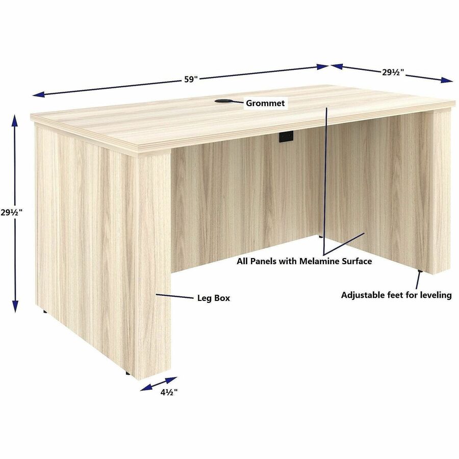 Lorell Essentials 60" Sit-to-Stand Desk Shell - x 1" Thickness Table Top, 49" Height x 60" Width x 29" Depth - Material: Laminate, Metal - Finish: Modern Elm - Laminate, Modern Elm Table Top - Durable, Modesty Panel, Privacy Panel, Adjustable Feet, Cam Lo
