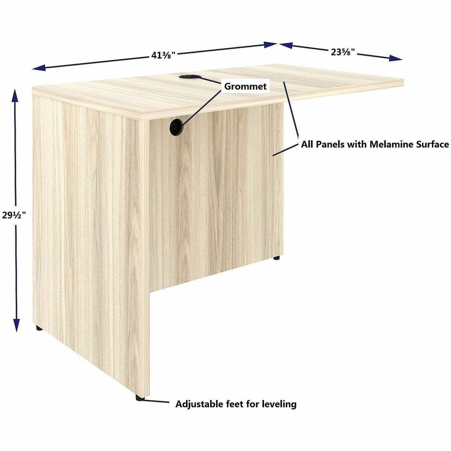 Lorell Essential Series Laminate Desking & Accessory - x 1" Thickness Table Top, 29.5" Height x 42" Width x 24" Depth Return Shell - Material: Laminate, Metal - Finish: Modern Elm - Laminate, Modern Elm Table Top - Durable, Modesty Panel, Privacy Panel, A