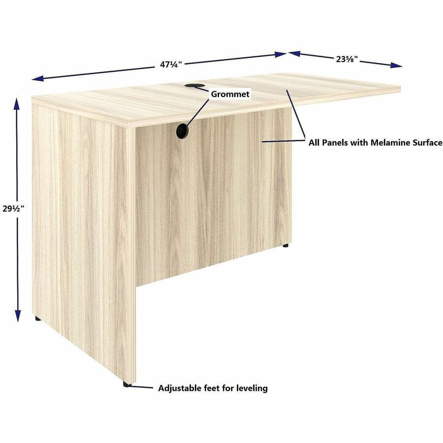 Lorell Essential Series Laminate Desking & Accessory - x 1" Thickness Table Top, 29.5" Height x 48" Width x 24" Depth Return Shell - Material: Laminate, Metal - Finish: Modern Elm - Laminate, Modern Elm Table Top - Durable, Modesty Panel, Privacy Panel, A