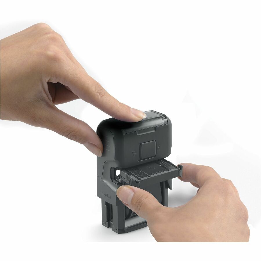 Printy Self-inking dial-a-phrase stamp with 4mm font size - Phrase or Date - 24" Impression Width x 4" Impression Length - Red - Office, Home - Recycled