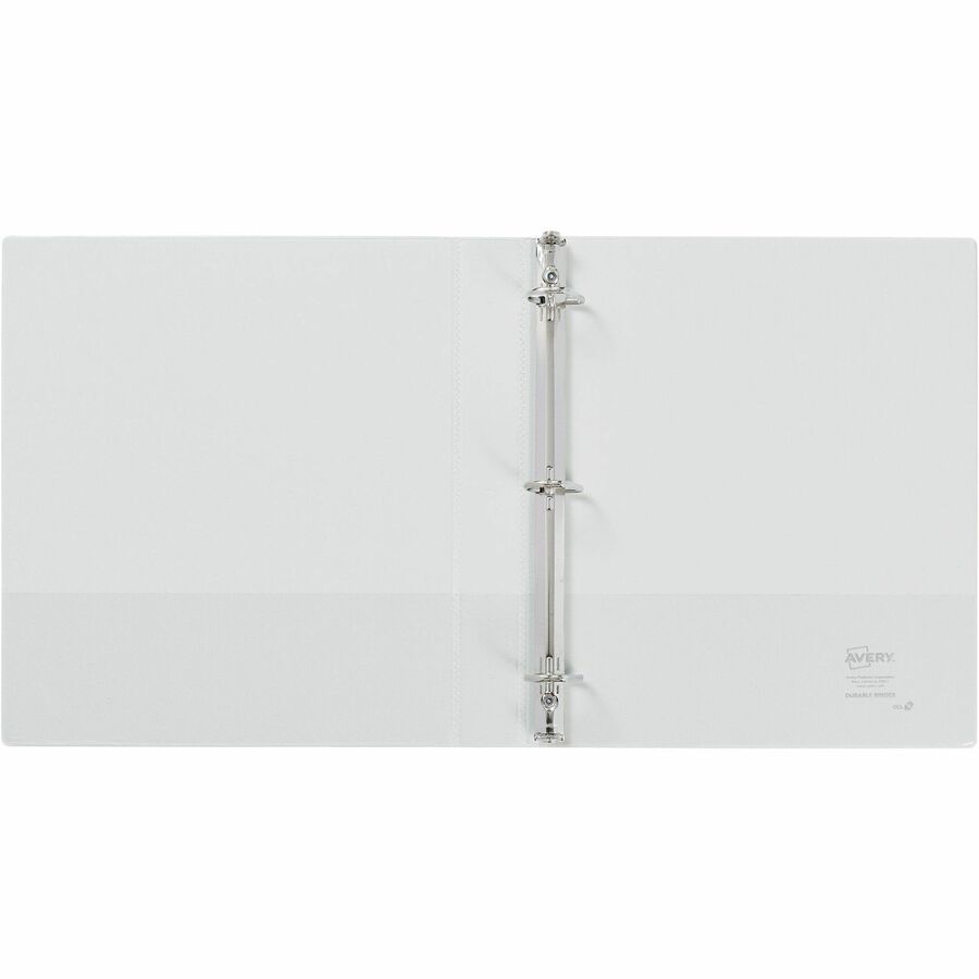 Avery® DuraHinge Durable View Binder - 1" Binder Capacity - Letter - 8 1/2" x 11" Sheet Size - 250 Sheet Capacity - 1 2/5" Spine Width - 3 x 1" Ring - Fastener: Slant Ring - Pocket: 2, Internal - Linen pattern - White - Recycled - Durable, Sturdy, Lon