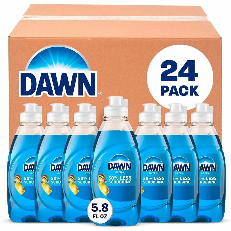 Dawn Ultra Dish Liquid Soap - For Multipurpose - Liquid - 5.8 fl oz (0.2 quart) - Original Scent - Recommended For: Grease Remover, Stain Remover - Versatile, Freshen - Blue - 24 / Carton