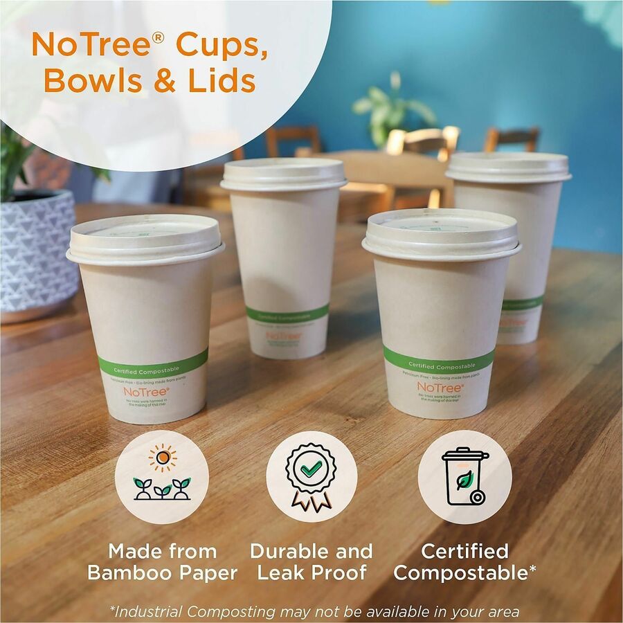 No Tree 46oz Paper Folded Takeout Containers - Food Storage, Commercial - Natural - Paper, Polylactic Acid (PLA) Body - 200 / Carton