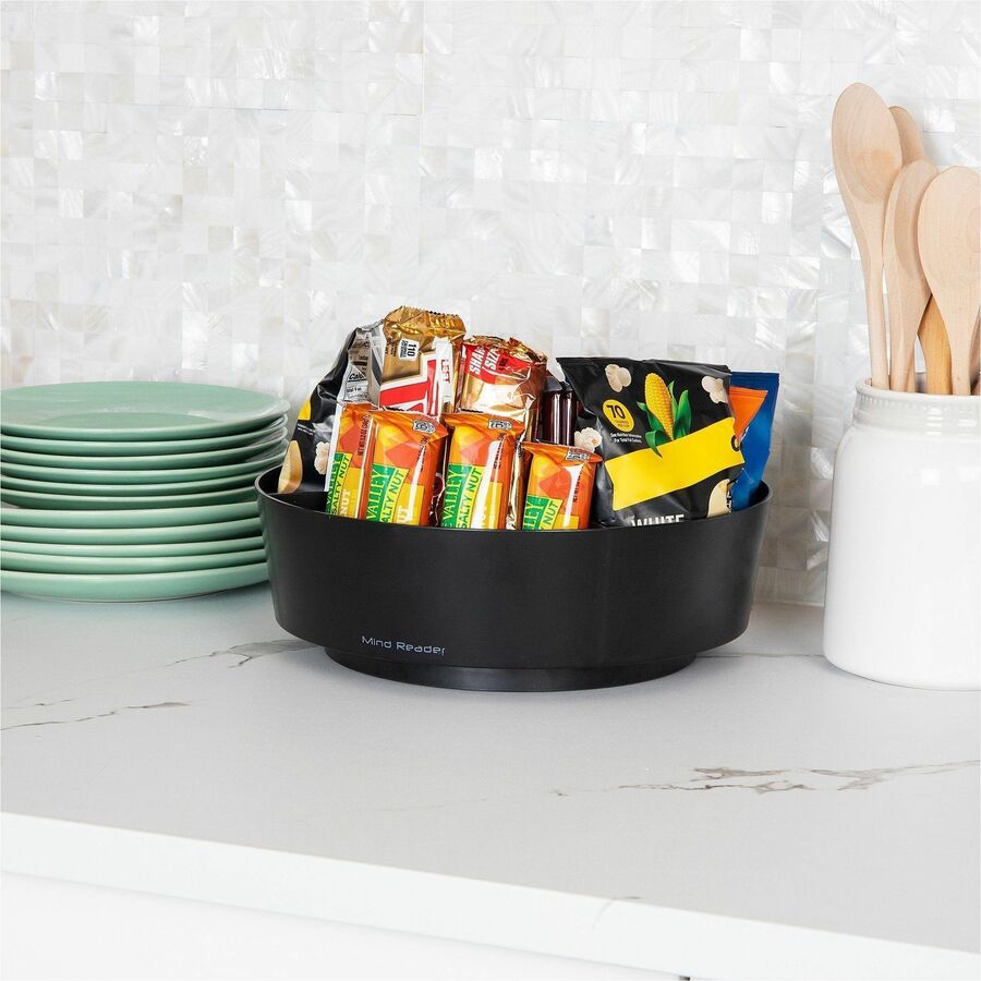 Mind Reader 4-Compartment Snack Carousel Organizer - 4 Compartment(s) - Rotate, Lightweight - Black