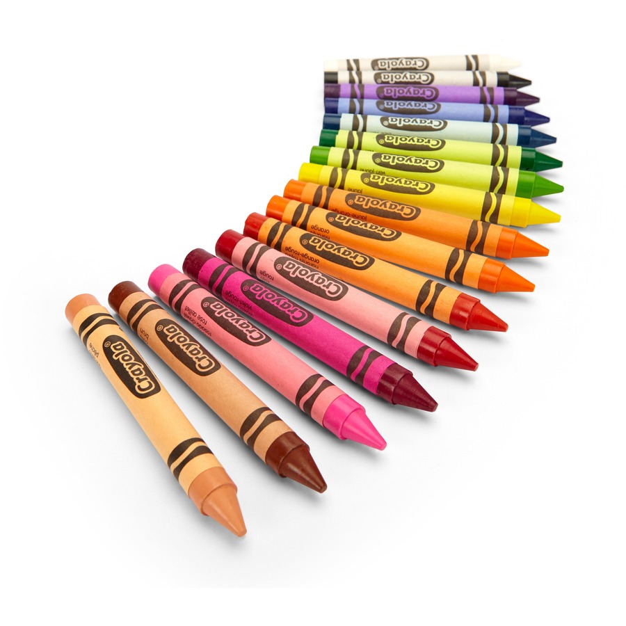 Crayola Large Crayons - Black, Blue, Brown, Green, Orange, Red, Violet,  Yellow, Green Blue, Blue-violet, Carnation Pink,  - 16 / Box - Thomas  Business Center Inc