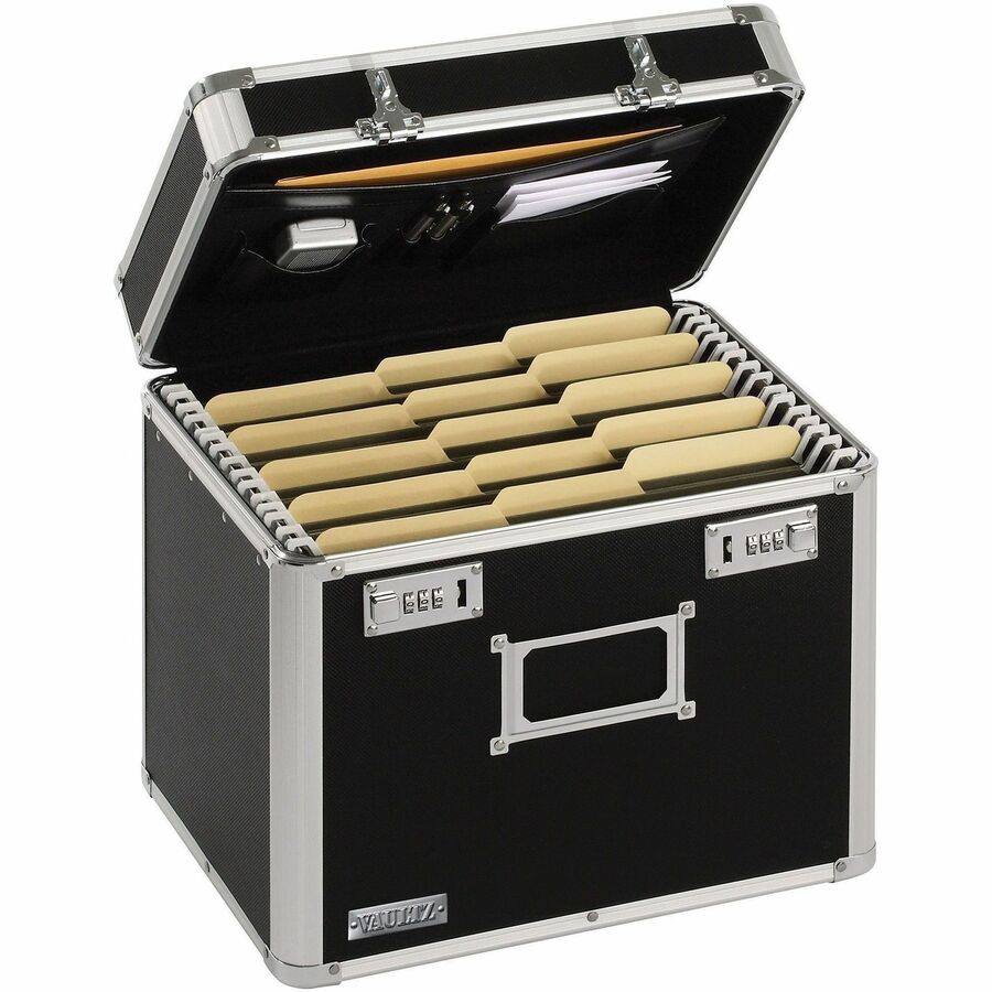 Vaultz Locking Letter File Box - Internal Dimensions: 12.50" Width x 9" Depth x 11.25" Height - External Dimensions: 13.8" Width x 10.5" Depth x 13.5" Height - Media Size Supported: Letter - Combination Lock Closure - Black - For File - 1 Each - Kennedy Office