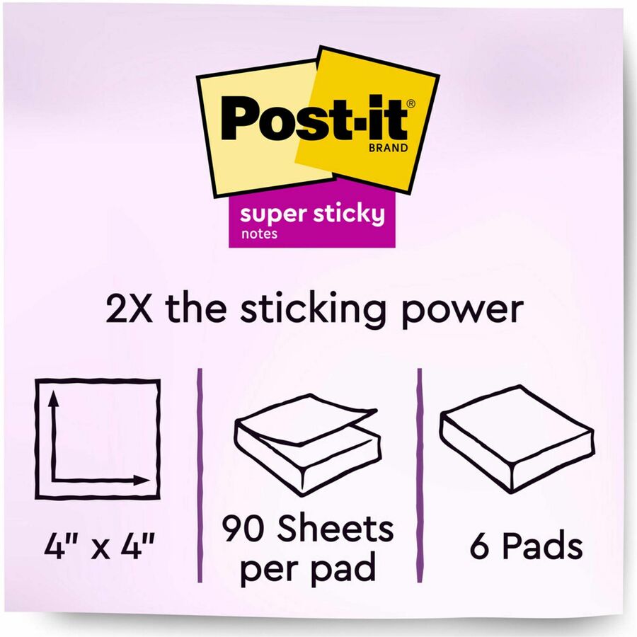 Post-it® Super Sticky Lined Notes - 540 - 4 x 4 - Square - 90 Sheets per  Pad - Ruled - Canary Yellow - Paper - Self-adhesive - 6 / Pack - R&A Office  Supplies