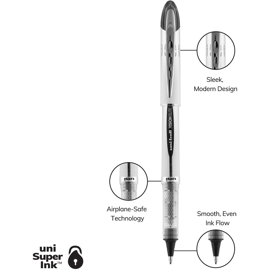 Uni Ball Uni Super Ink 0.7 MM Medium Black Gel Pens 2 ea