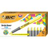 Brite Liner Grip Pocket Highlighter, Fluorescent Yellow Ink, Chisel Tip, Yellow/Black/Silver Barrel, Dozen
