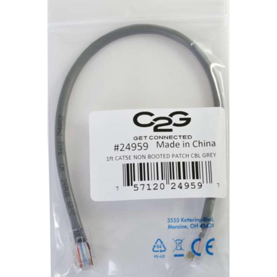 C2G 25ft Cat5e Non-Booted Unshielded (UTP) Ethernet Cable - Cat5e Network Patch Cable - PoE - Gray